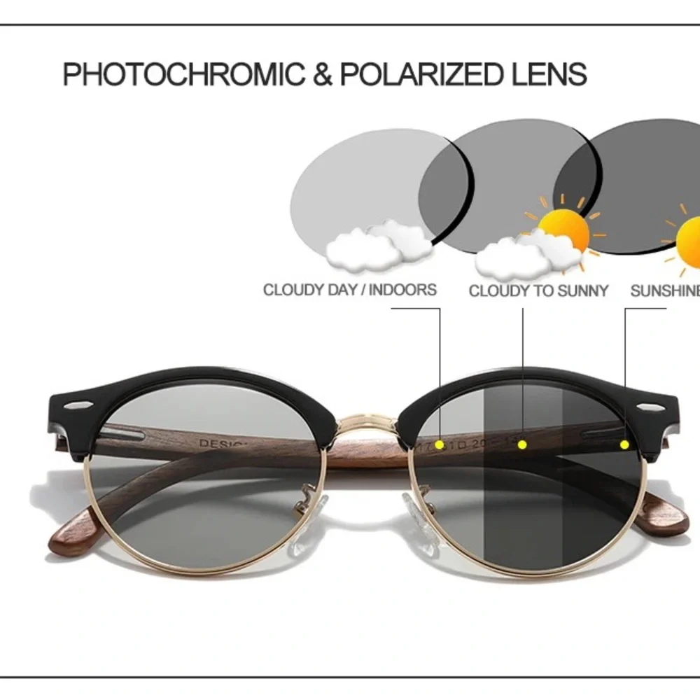 KINGSEVEN Handmade High Quality Black Walnut Sunglasses Polarized UV400 Shade - Picture 3 of 7